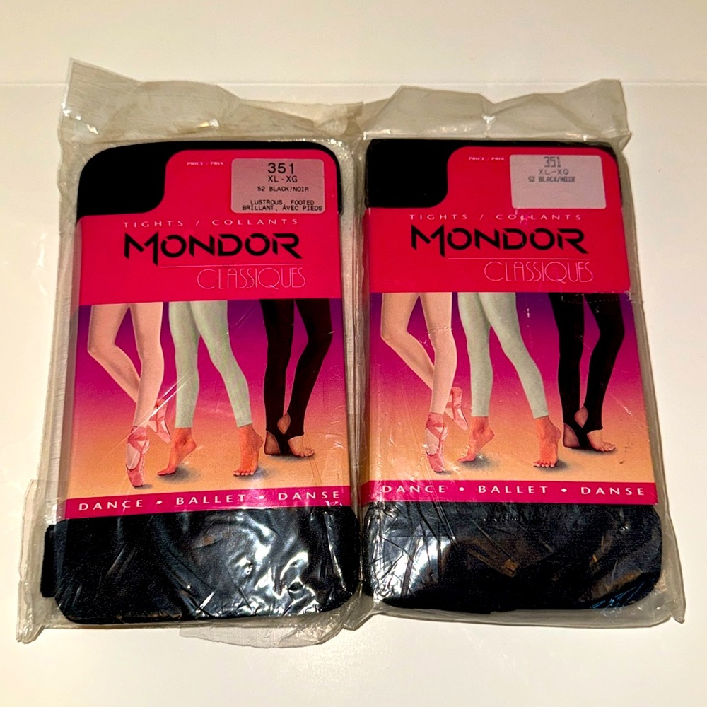 Mondor classics -Black Tights 2 pairs Size XL style 351